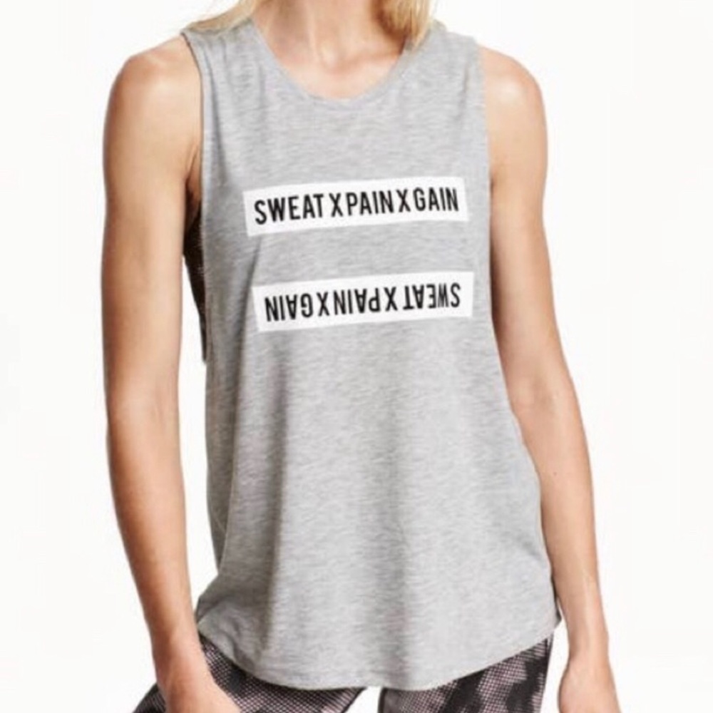 H&M Sport Sweat x Pain x Gain Gray Tank